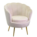 Poltrona Imbottita 73x72xh49/77 cm in Tessuto Velluto Tulipan Crema