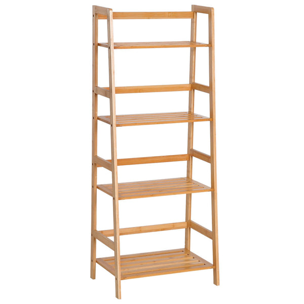 sconto Libreria Scaffale Multiuso a 4 Livelli in Bambù Naturale 48x30x119 cm