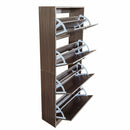 Scarpiera 4 Ante 63x24x150 cm a Doppia Profondità con Maniglie in Metallo in MDF Noce      