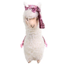 Pupazzo Lama bianco con fiocco fiorellini rosa cm 28x14xh45
