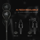 Punching Ball da Terra 145-180 cm con Base Riempibile e Ventose in Acciaio e PU Nero      