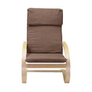 Poltrona  in Tessuto e Legno con Cuscino 67x82xH94cm Marrone