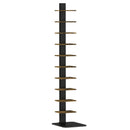 Libreria Moderna a 11 Ripiani Salvaspazio 34,5x41,5x163,5 cm in Truciolato e Acciaio Marrone Rustico      