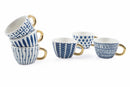 Set 6 Tazzine da Caffè Ø7x5 cm in Gres Villa d'Este Home Tivoli Masai Blu e Bianco