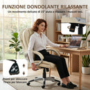 Sedia da Ufficio Girevole 65x68x112-122 cm con Funzione Dondolo Schienale Alto in Pelle PU Beige      