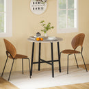 Tavolo da Pranzo Rotondo in Stile Industriale Ø80x75 cm per 2 Persone in Truciolato Nero e color Legno   