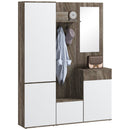 Mobile Guardaroba per Ingresso con Specchio Appendiabiti e Armadio 145x29x184 cm Nero e Bianco  