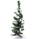 Albero di Natale da tavola verde e grigio 60H cm con decorazioni su rami