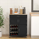 Carrello da Cucina con Portabottiglie Integrato 67x37x87 cm in Legno Nero e Rovere  