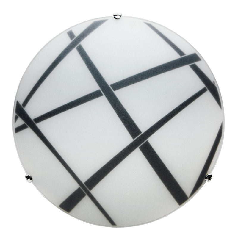 Plafoniera 2xE27 Ganci Cromo Vetro Lastra Bianco-Nero E-Energy Dario