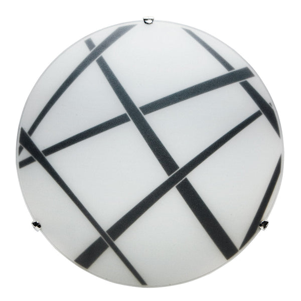 sconto Plafoniera 1xE27 Ganci Cromo Vetro Lastra Bianco-Nero E-Energy Dario