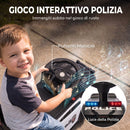 Macchina Cavalcabile Polizia per Bambini 18-36 Mesi 65x29,5x36 cm a Spinta Manuale con Musica e Vano Sottosedile in PP Nero      