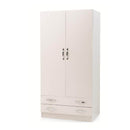 Armadio 180x60x90 cm 2 ante 2 cassetti bianco frassinato
