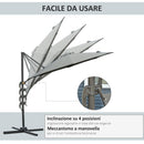 Ombrellone da Giardino Decentrato a Manovella e a 8 Stecche Ø2,95x2,5 m Grigio 