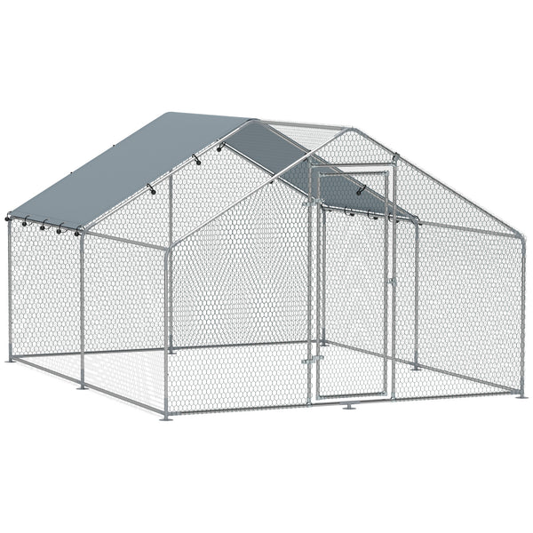 Recinto per Galline da 10 mq 300x340x190 cm per 10-15 Galline con Tetto Impermeabile in Acciaio e Tessuto Argento acquista