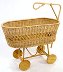 Culla per Bambini in Rattan Ruote in Legno Anna
