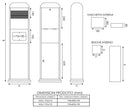 Posacenere a Colonna con Cestino 34,5x119,5x31 cm in Metallo Nero Opaco 14L per Interno Esterno