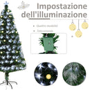 Albero di Natale Artificiale 120 cm 130 Rami con Luce LED Fibre Ottiche  Pino Verde