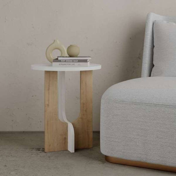 Tavolino da Soggiorno 40x40x47 cm in MDF Luna Bianco Rovere sconto