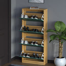 Scarpiera 4 Ante 63x24x150 cm Ripiani Doppia Profondità in MDF Quercia e Verde 