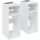 Set 2 Tavolini da Salotto Moderni 25x30x60 cm con Ripiani Aperti 2 Prese AC e 2 Porte USB in Truciolato Bianco      