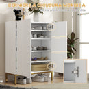 Mobile Scarpiera per 15-20 Paia di Scarpe 72x31,5x95 cm Ripiani Regolabili e Chiusura Ammortizzata Bianco