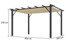 Pergola da Giardino 4x3x2,3 m in Alluminio Grigio Antracite con Telo di Copertura 140g/mq Ecrù
