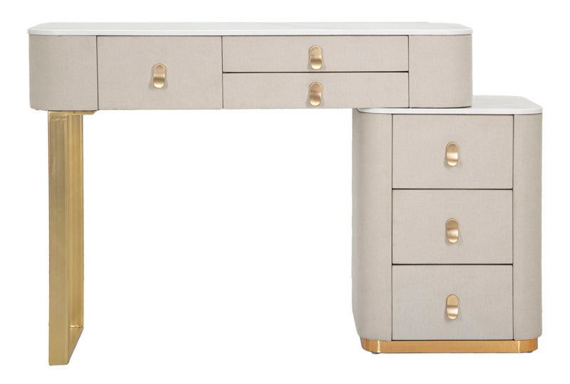 Consolle Trucco da Camera Beauty 120x75x40 cm in Legno MDF e Metallo Crema/Oro