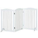 Cancelletto di Sicurezza per Cani Pieghevole 154x30x80 cm con 3 Pannelli in Legno Bianco   