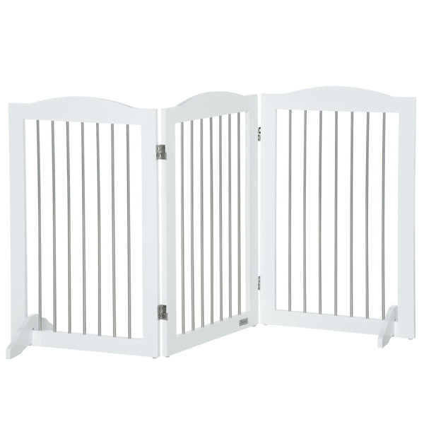 Cancelletto di Sicurezza per Cani Pieghevole 154x30x80 cm con 3 Pannelli in Legno Bianco online