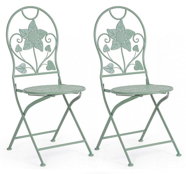 acquista Set 2 Sedie Pieghevole 40x40x94 cm Harriet in Acciaio Salvia