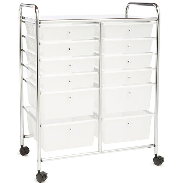 acquista Carrello Cassettiera Multiuso Acciaio Casa Ufficio Estetista 12 Cassetti Bianco