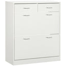 Mobile Scarpiera da 12 Paia 80x30x91,5 cm con 2 Ripiani Interni Regolabili e 2 Cassetti in Legno Bianco      