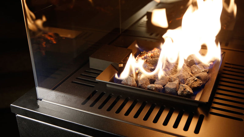 Stufa a Gas da Esterno 127,6x38,3x38,3cm Flig Gastonia Mini Nero Satinato con Telecomando