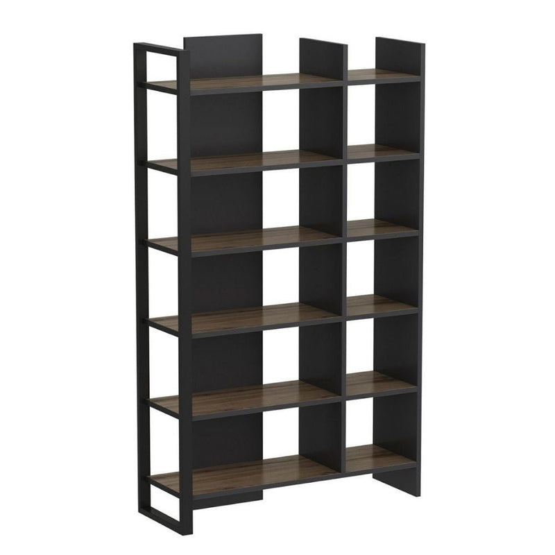 Libreria 94x160 cm Leno antracite ripiani noce 