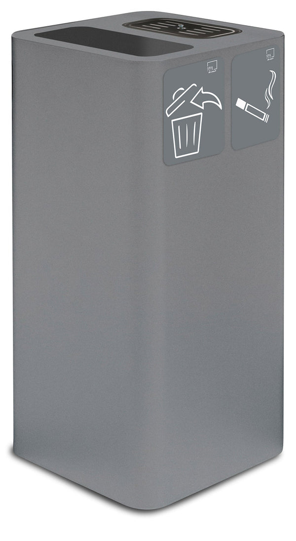 acquista Pattumiera Per Raccolta Rifiuti 38x38xh80 cm In Acciaio Verniciato con Coperchio Basculante Grigio