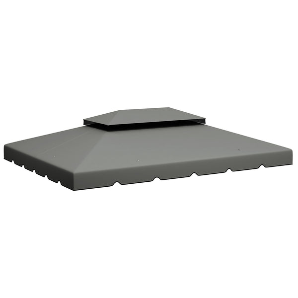 Tetto per Gazebo 3x4 m a 2 Livelli con 8 Fori di Drenaggio in Poliestere Grigio Chiaro sconto