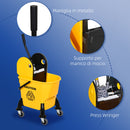 Secchio Lavapavimenti Professionale con Strizzatore Manuale 44x36x90 cm 4 Ruote e Maniglia in Metallo Giallo