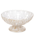 Coppa Decorativa con Intarsi 32 cm in Metallo Bianco e Oro