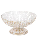 Coppa Decorativa con Intarsi 32 cm in Metallo Bianco e Oro