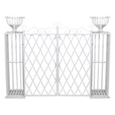 Cancello Portavasi da Giardino in Metallo 164x31x124,5cm Classic Bianco