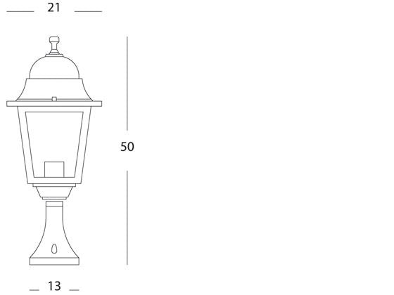 Lampada Palo Paletto da Cancello Colore Nero da Esterno Linea Quadrata Sovil