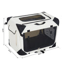 Trasportino Pieghevole per Cani e Gatti Crema nero 60x42x42 cm 