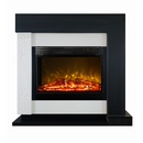 Camino Elettrico da Pavimento 120x127x30 cm Effetto Fiamma 1950W Neon & Mirabella Bianco/grigio