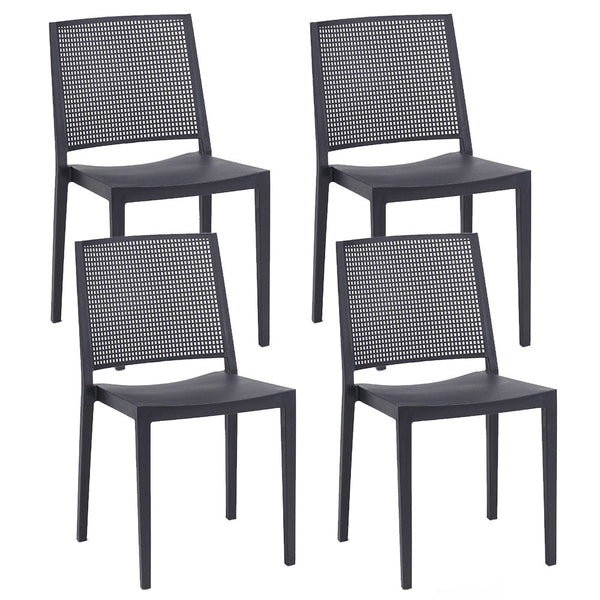 Set 4 Sedie Impilabili 81x46x56 cm in Polipropilene e Fibra di Vetro Porto Antracite acquista