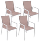 Set 4 Sedie da Giardino 59x57x88 cm in Alluminio e Textilene Taupe