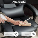 Sedia da Ufficio Presidenziale 69x72x118-126 cm con Poggiapiedi e Supporto Lombare in Pelle PU Nero  