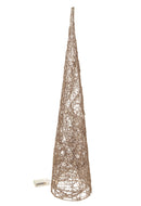 Cono Decorativo in Rattan con 35 Led H100 cm Champagne