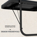 Tavolino da Balcone Pieghevole e Regolabile, in Alluminio e Legno Composito, 60x40x55-64 cm, Nero      