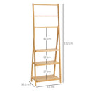 Portasciugamani Bagno Multiuso 53x30,5x152 cm Pieghevole con 3 Barre e 3 Ripiani in Legno Naturale   